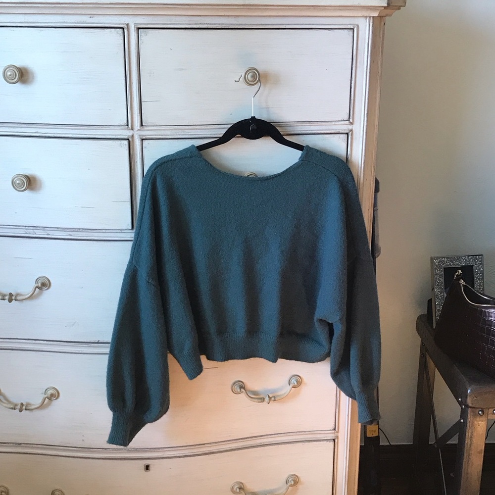 Cozy Teal Crew Neck Sweater